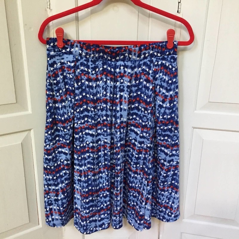 LuLaRoe Madison Red, White, & Blue Patriotic Stars Skirt